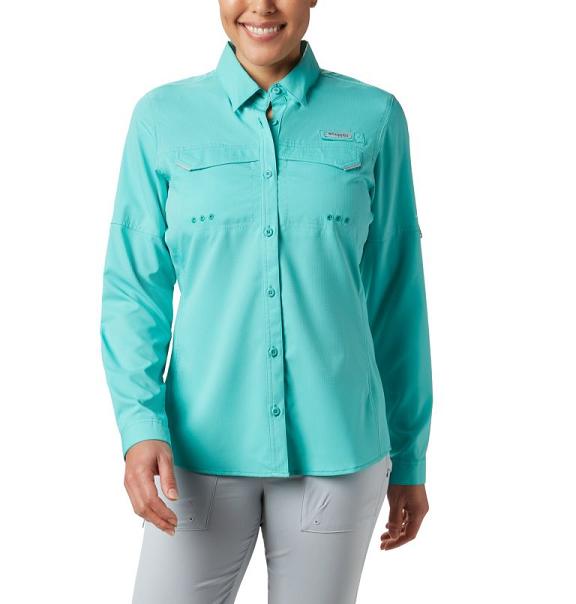 Columbia PFG Lo Drag Shirts Blue For Women's NZ78621 New Zealand